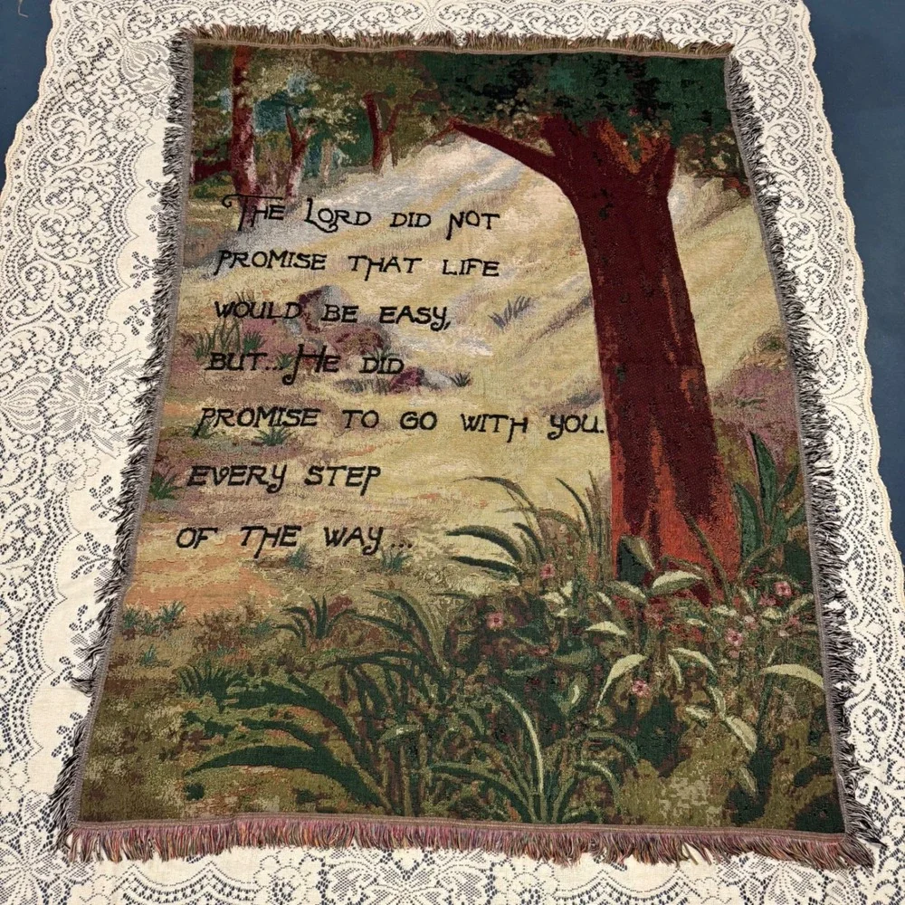 Inspirational Quote Woven‎ Tapestry Blanket Throw The Lord Will Go With You